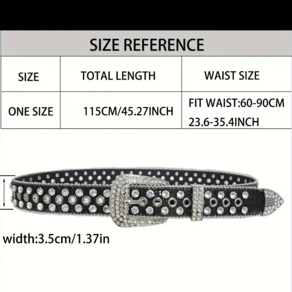 Sparkling Pink glitter Rhinestone Studded Bling Western Belt Punk Y2K - Picture 7 of 8